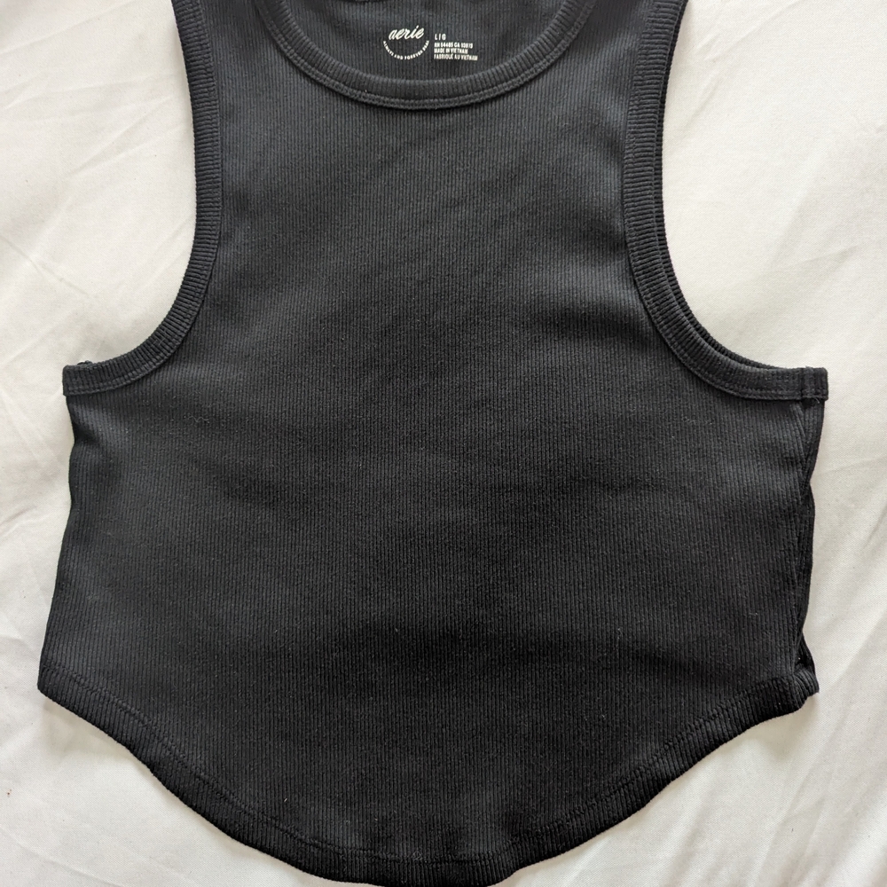 Aerie Black Fitted Crop Tee